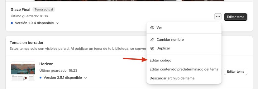 Abrir el editor de código del tema en Shopify